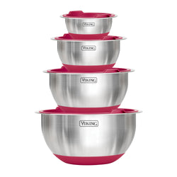 Product Image for Viking 8-Piece Stainless Steel Mixing Bowl Set with Lids, Red