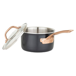 Product Image for Viking 3-Ply Black and Copper 2 Quart Sauce Pan with Glass Lid