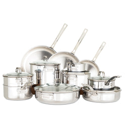 Product Image for Viking 3-Ply Stainless Steel 17-Piece Cookware Set with Glass Lids