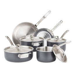 Product Image for Viking 5-Ply 10-Piece Hard Anodized Stainless Steel Cookware Set with Stainless Lids