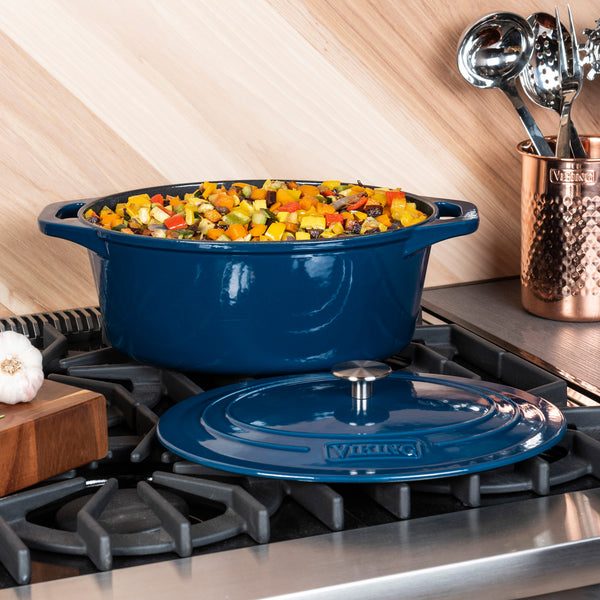 Valor 7 Qt. Galaxy Blue Enameled Cast Iron Dutch Oven