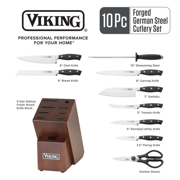 Viking 17-Piece Cutlery Set with Light Walnut Color Block – Viking Culinary  Products