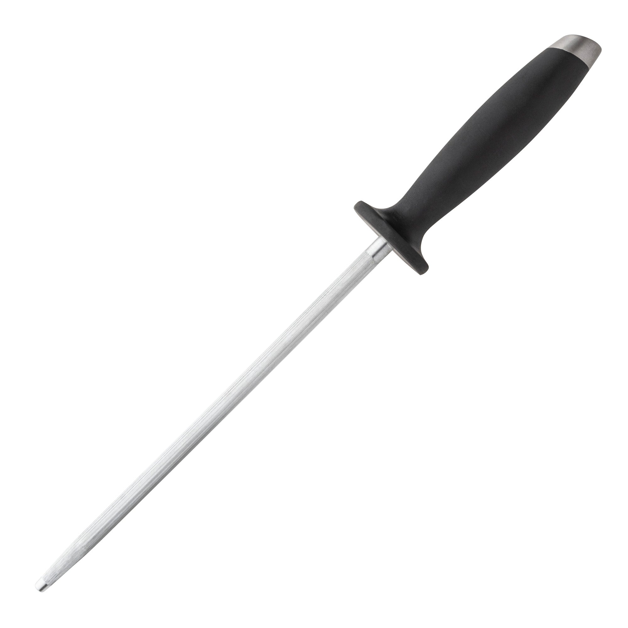 The Viking 10-Piece True Forged Cutlery Set with Block by Viking Culinary Products includes a honing steel with a long rod and ergonomic handle, ideal for keeping your Chef Knife and Stainless Steel blades sharp.