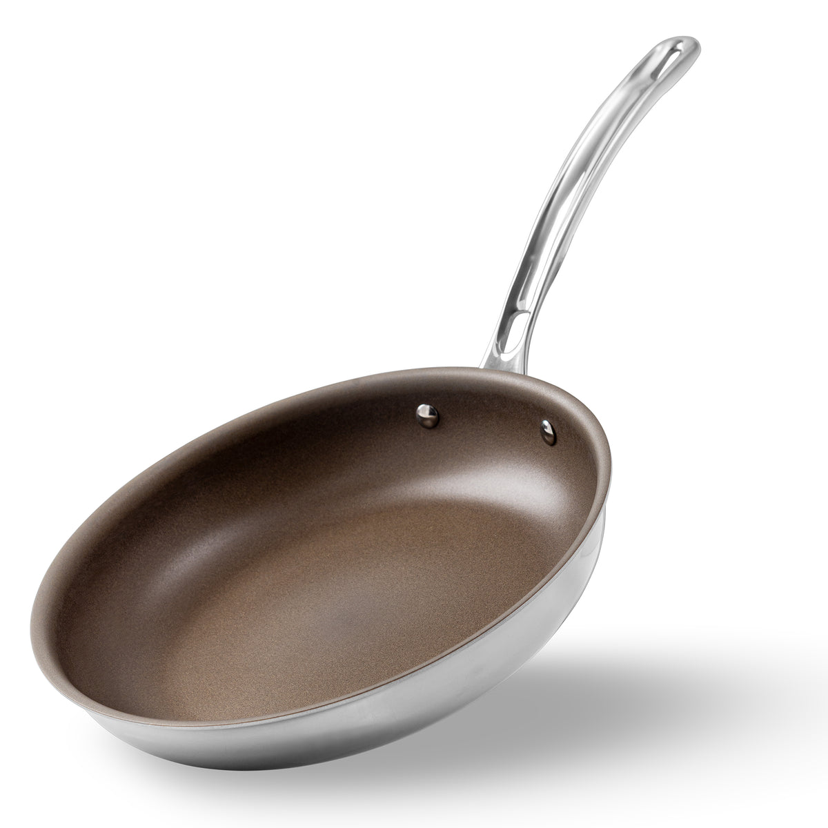 Viking PureGlide Pro 3-Ply 10 Inch Fry Pan made of 3-ply stainless steel with a nonstick cooking surface and a long handle.