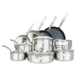 Product Image for Viking 3-Ply Stainless Steel 15-Piece Cookware Set with Glass Lids
