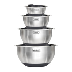 Product Image for Viking 8-Piece Stainless Steel Mixing Bowl Set with Lids, Black