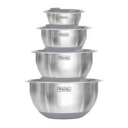 Product Image for Viking 8-Piece Stainless Steel Mixing Bowl Set with Lids, Gray