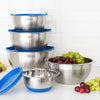Viking 9-Piece Stainless Steel Mixing Bowl Set with Strainer, Blue