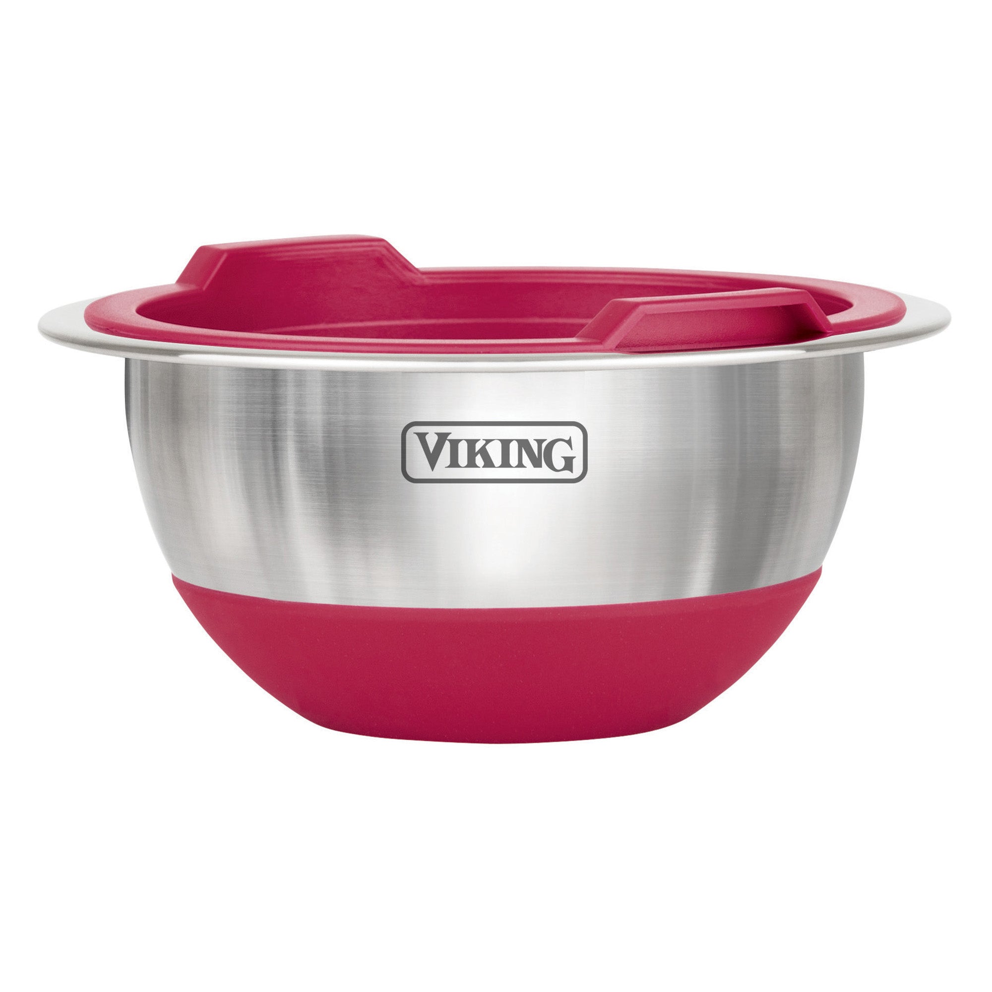 Viking 8-Piece Stainless Steel Mixing Bowl Set with Lids, Red