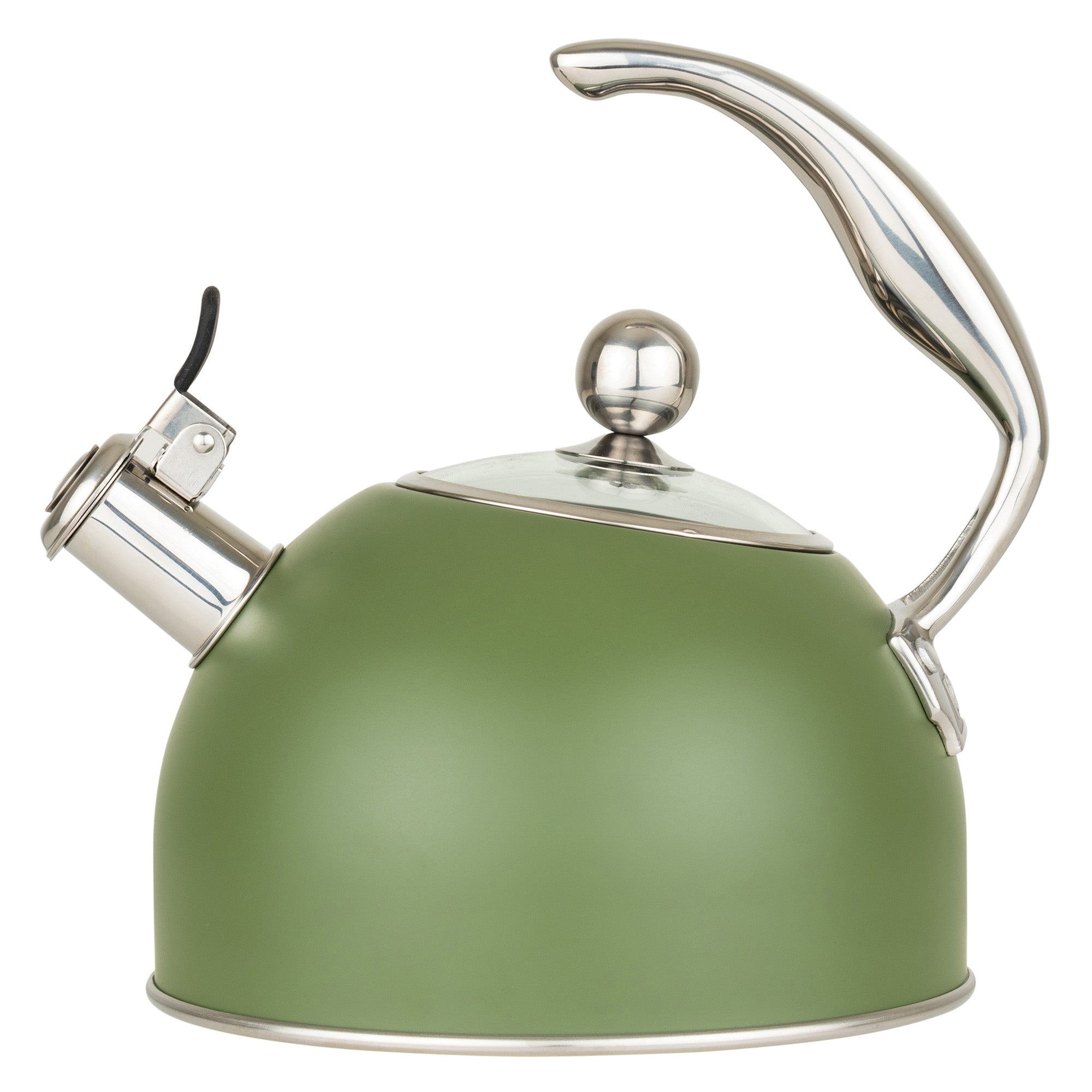 Viking 2.6-Quart Cypress Green Stainless Steel Whistling Kettle with 3-Ply Base