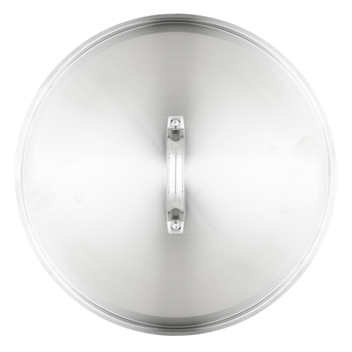 Viking Culinary Products Stainless Steel Lid - Fits 30cm Interior Diameter Pan, a circular stainless steel pan lid with a central handle, viewed from directly above.