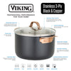 Viking 3-Ply Black and Copper 4 Quart Sauté Pan with Glass Lid