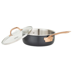 Product Image for Viking 3-Ply Black and Copper 4 Quart Sauté Pan with Glass Lid