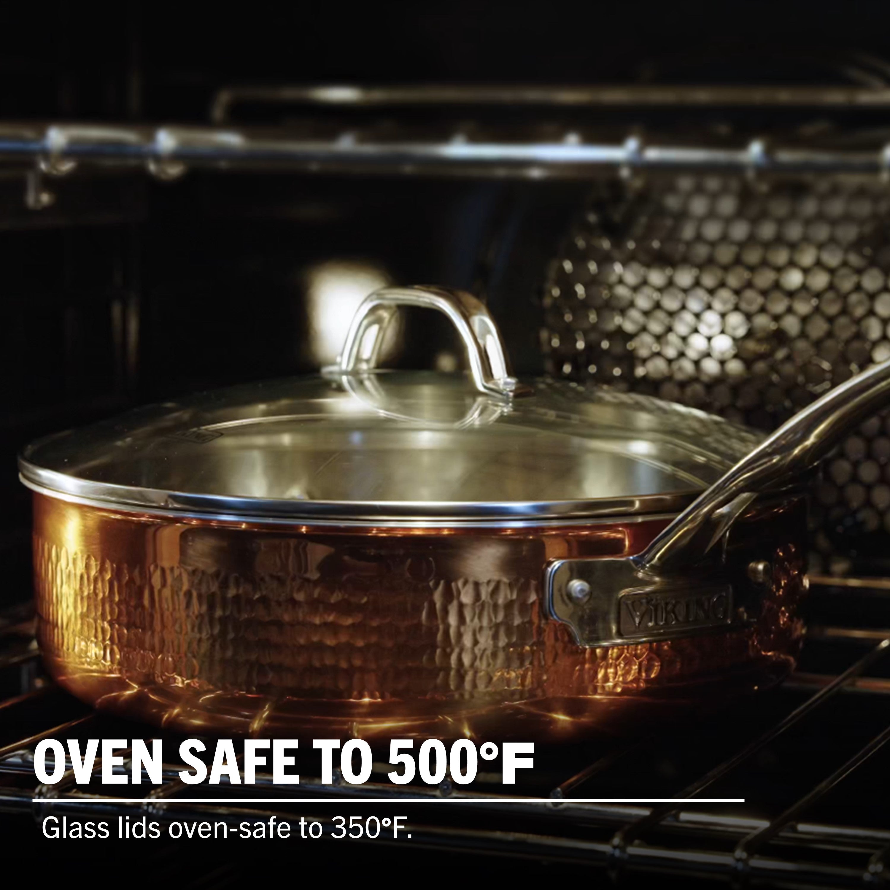 Viking 3-Ply Hammered Copper Clad 10-Piece Cookware Set with Glass Lid