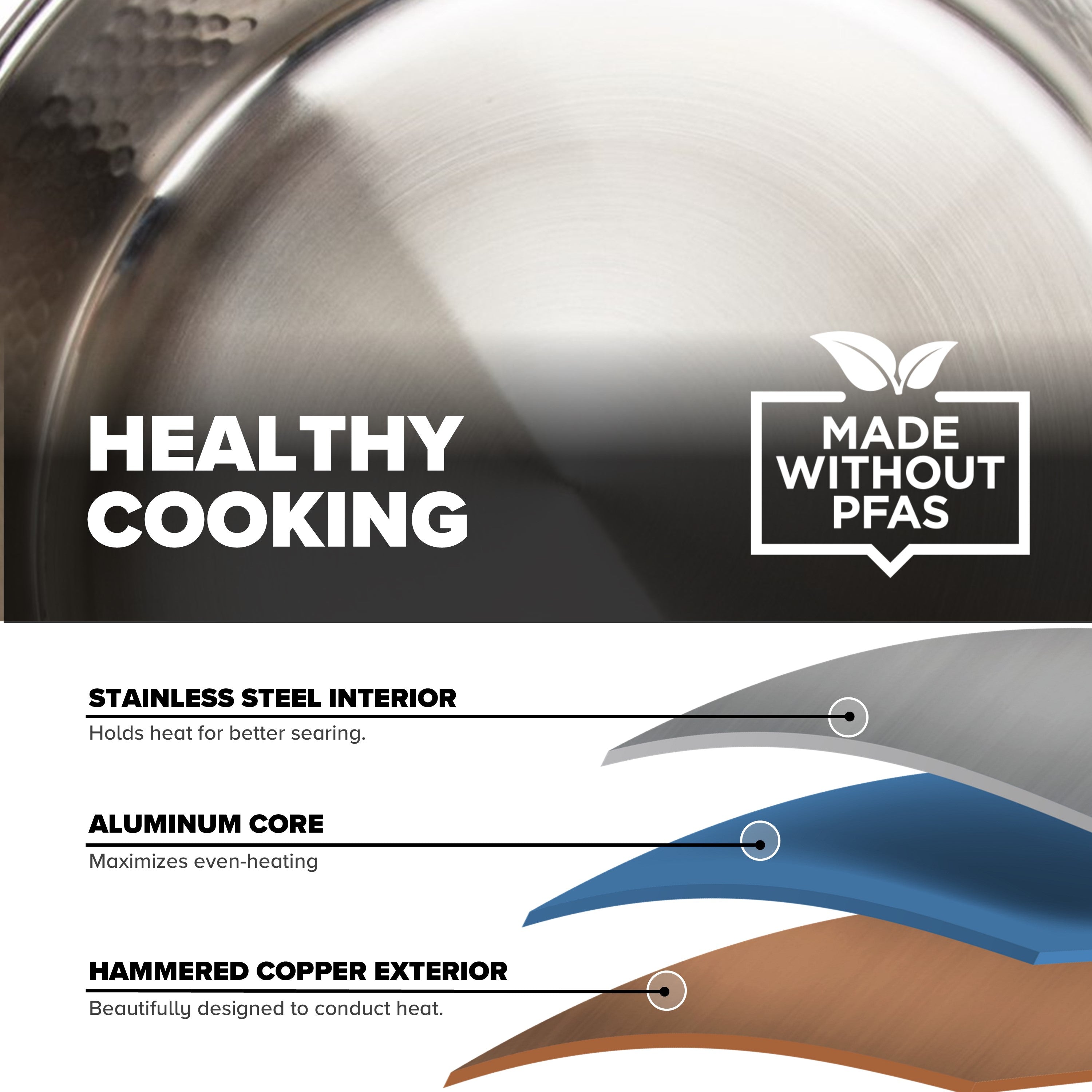 Viking 3-Ply Hammered Copper Clad 10-Piece Cookware Set with Glass Lid