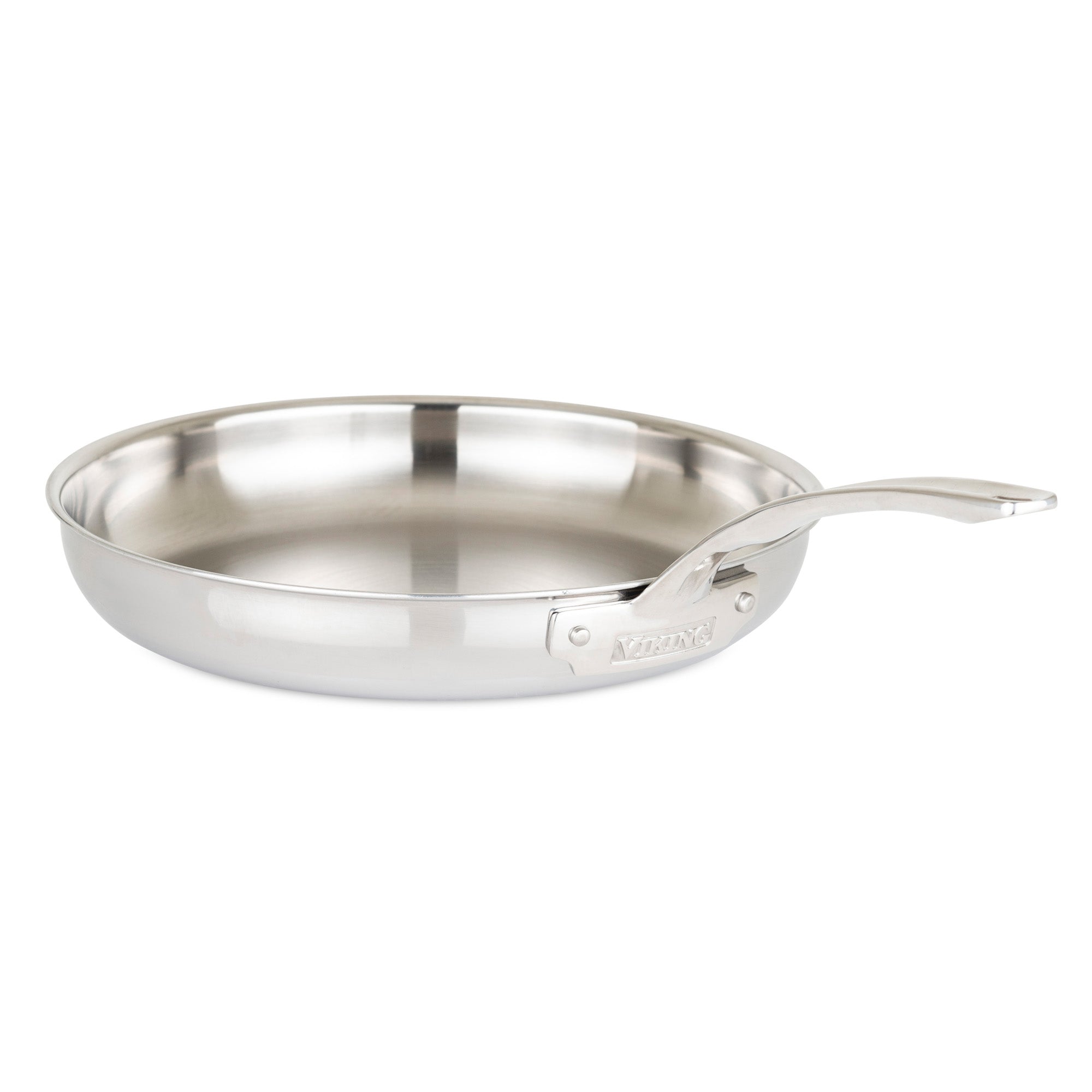 The Viking 3-Ply Stainless Steel 17-Piece Cookware Set with Glass Lids by Viking Culinary Products features long, stay-cool handles and is displayed on a plain white background.