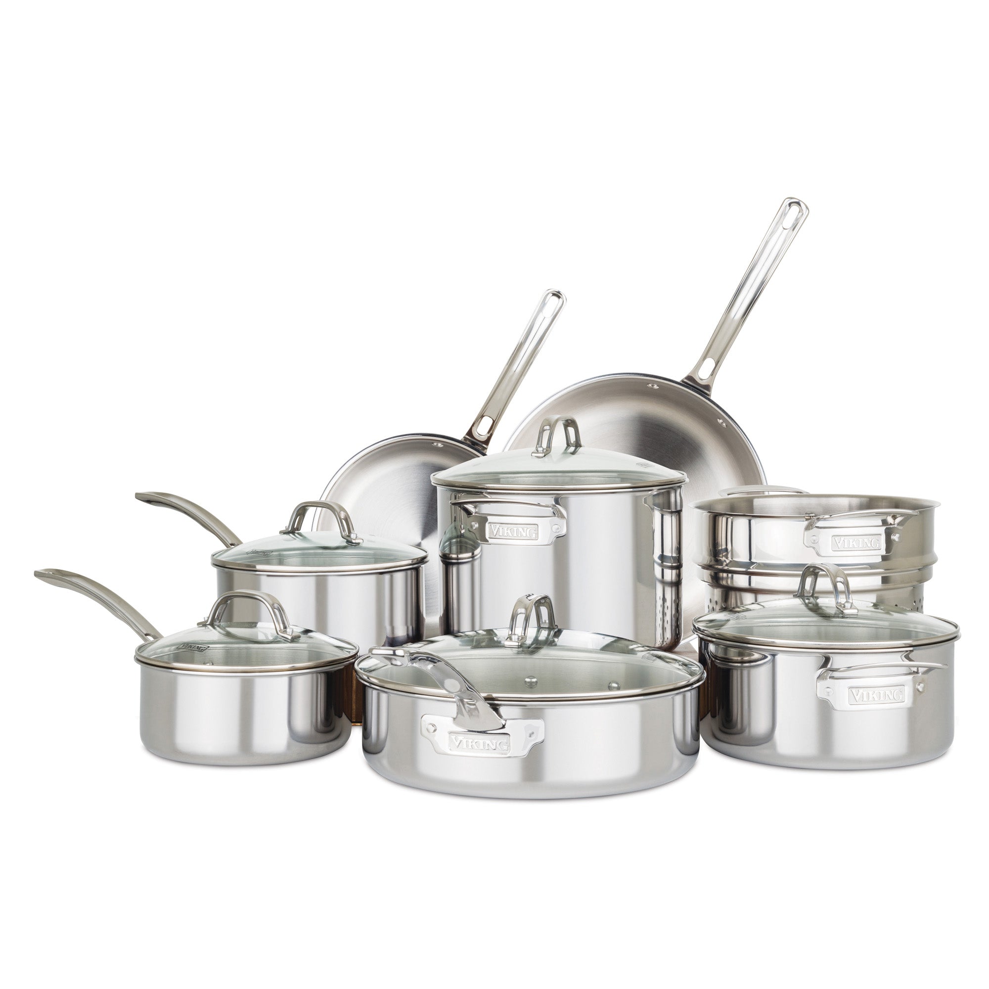 KitchenAid Stainless Steel Cookware Set, 10-Piece, Brushed Stainless Steel