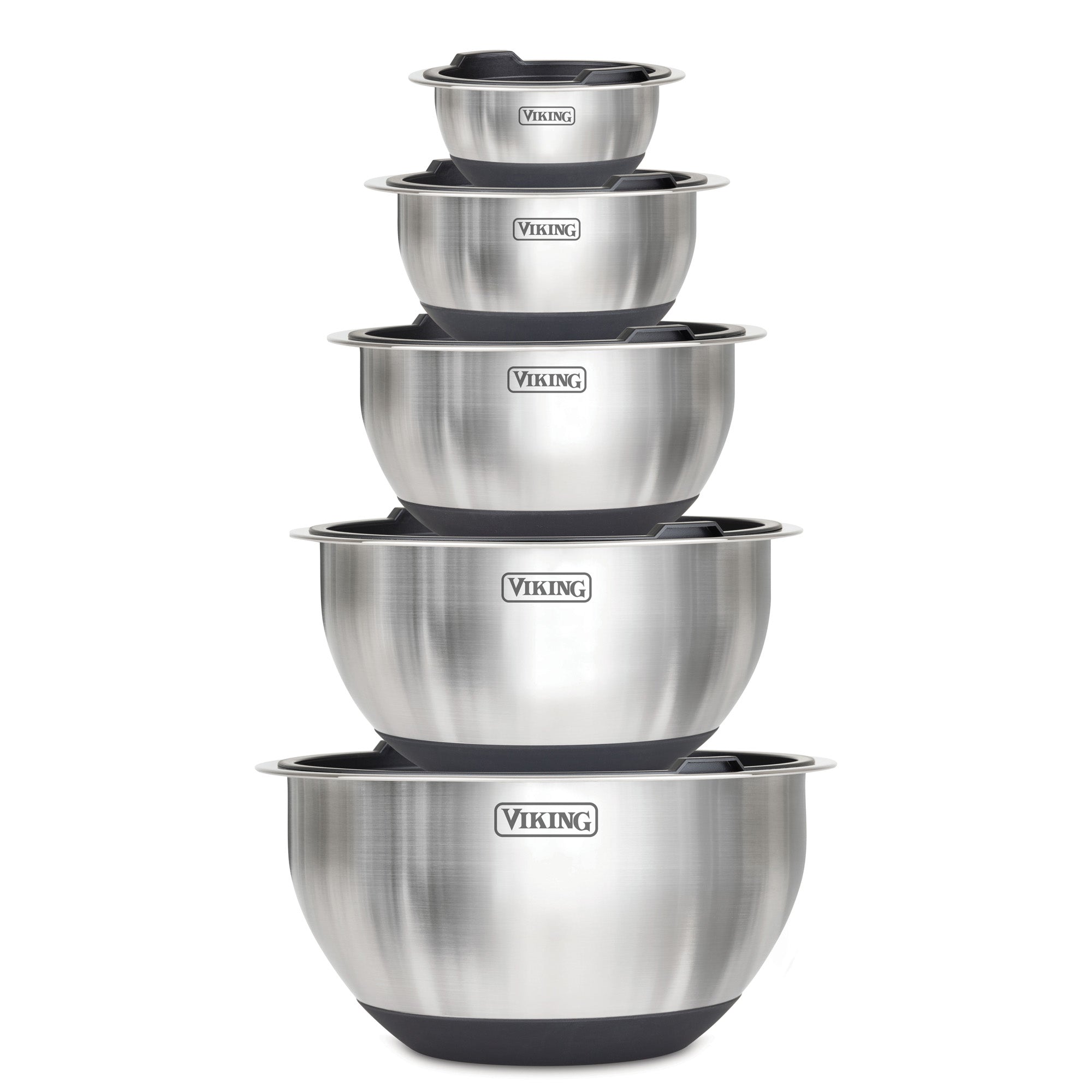 Viking 10-Piece Stainless Steel Mixing Bowl Set with Lids, Black – Viking  Culinary Products