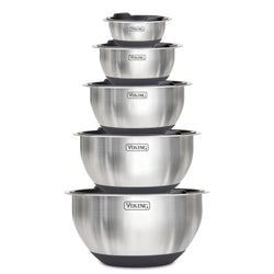 Product Image for Viking 10-Piece Stainless Steel Mixing Bowl Set with Lids, Black