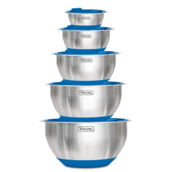 Product Image for Viking 10-Piece Stainless Steel Mixing Bowl Set with Lids, Blue