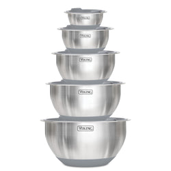 Product Image for Viking 10-Piece Stainless Steel Mixing Bowl Set with Lids, Gray