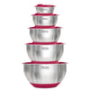 Viking 10-Piece Stainless Steel Mixing Bowl Set with Lids, Red