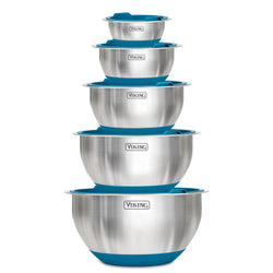 Product Image for Viking 10-Piece Stainless Steel Mixing Bowl Set with Lids, Teal