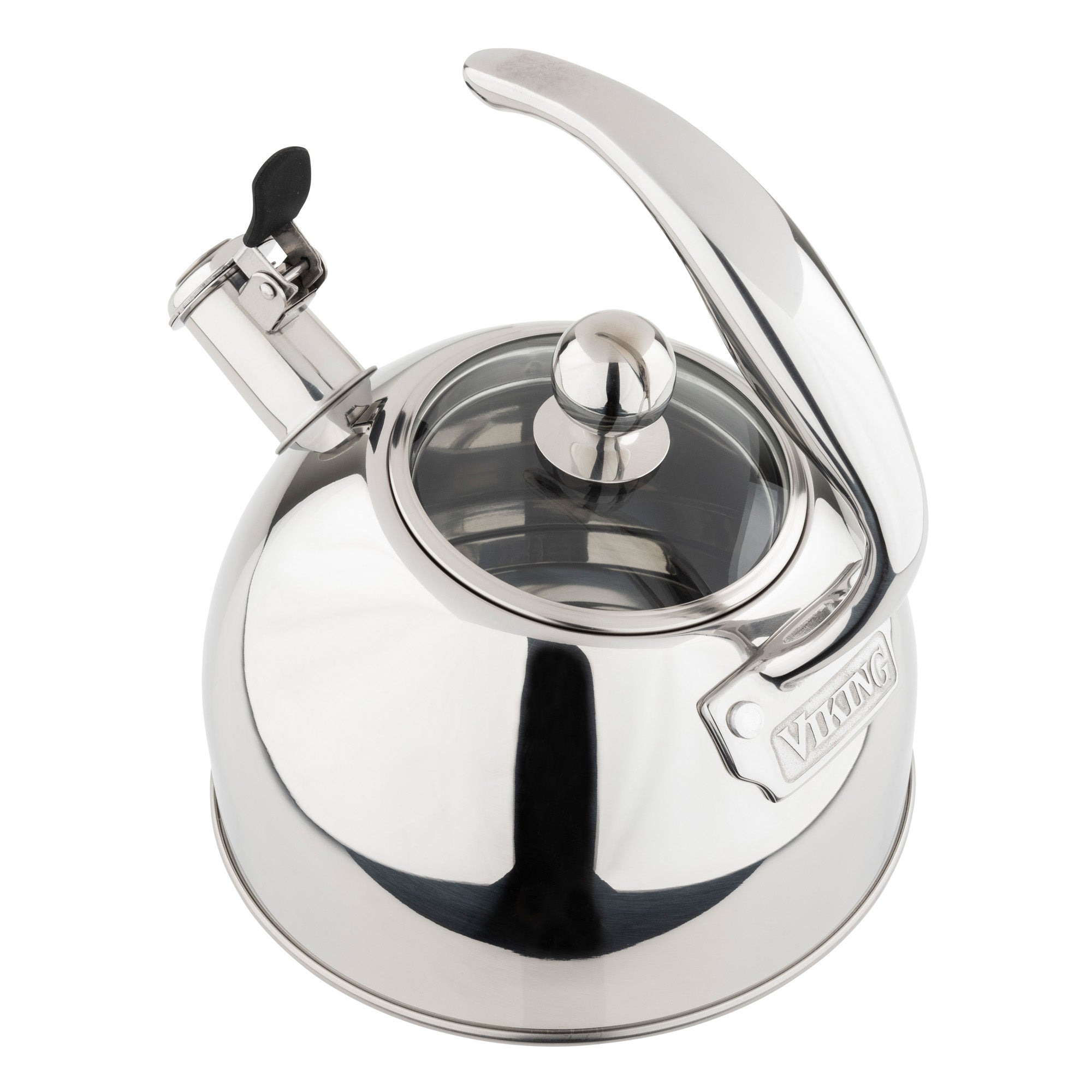 Viking 2.6-Quart Mirrored Stainless Steel Whistling Kettle with 3-Ply Base