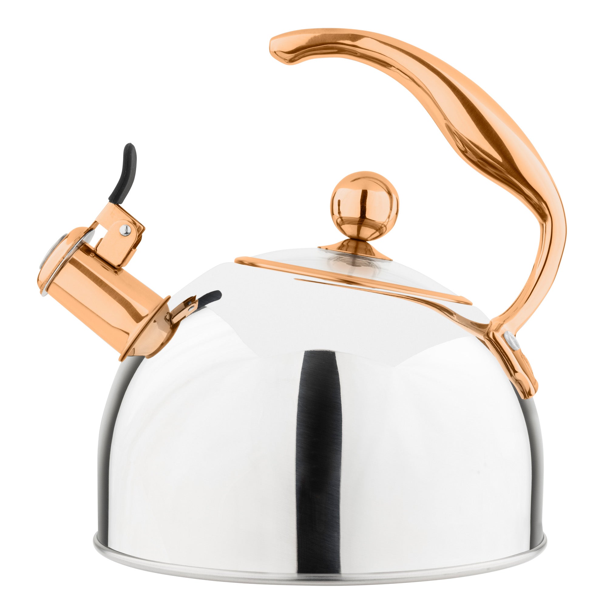 Viking 2.6-Quart Stainless Steel and Copper Whistling Kettle with 3-Ply Base