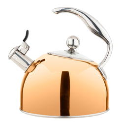 Product Image for Viking 2.6-Quart Rose Gold Stainless Steel Whistling Kettle with 3-Ply Base