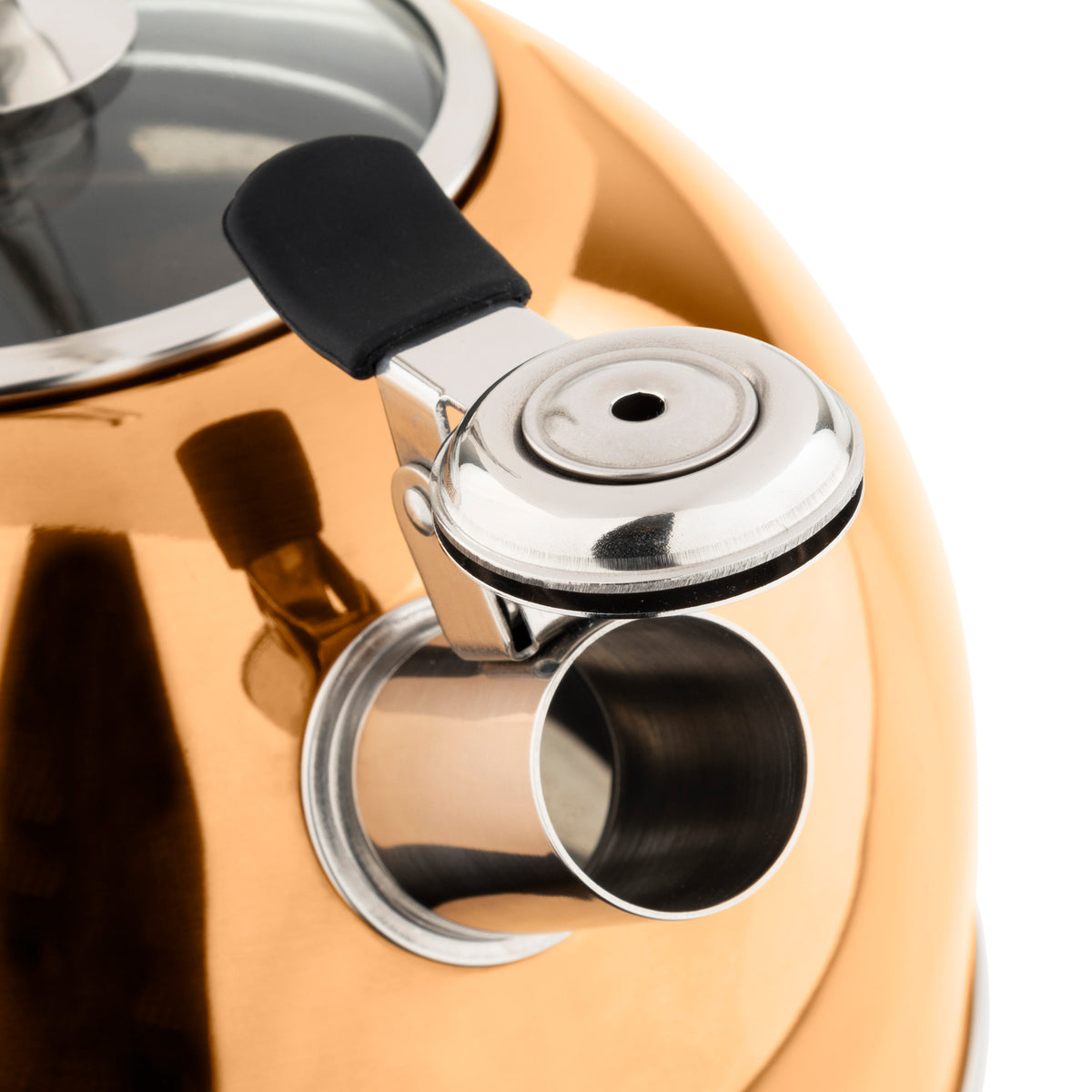 Kettel Roes Viking 2.6-Quart Rose Gold Stainless Steel Whistling Kettle with 3-Ply