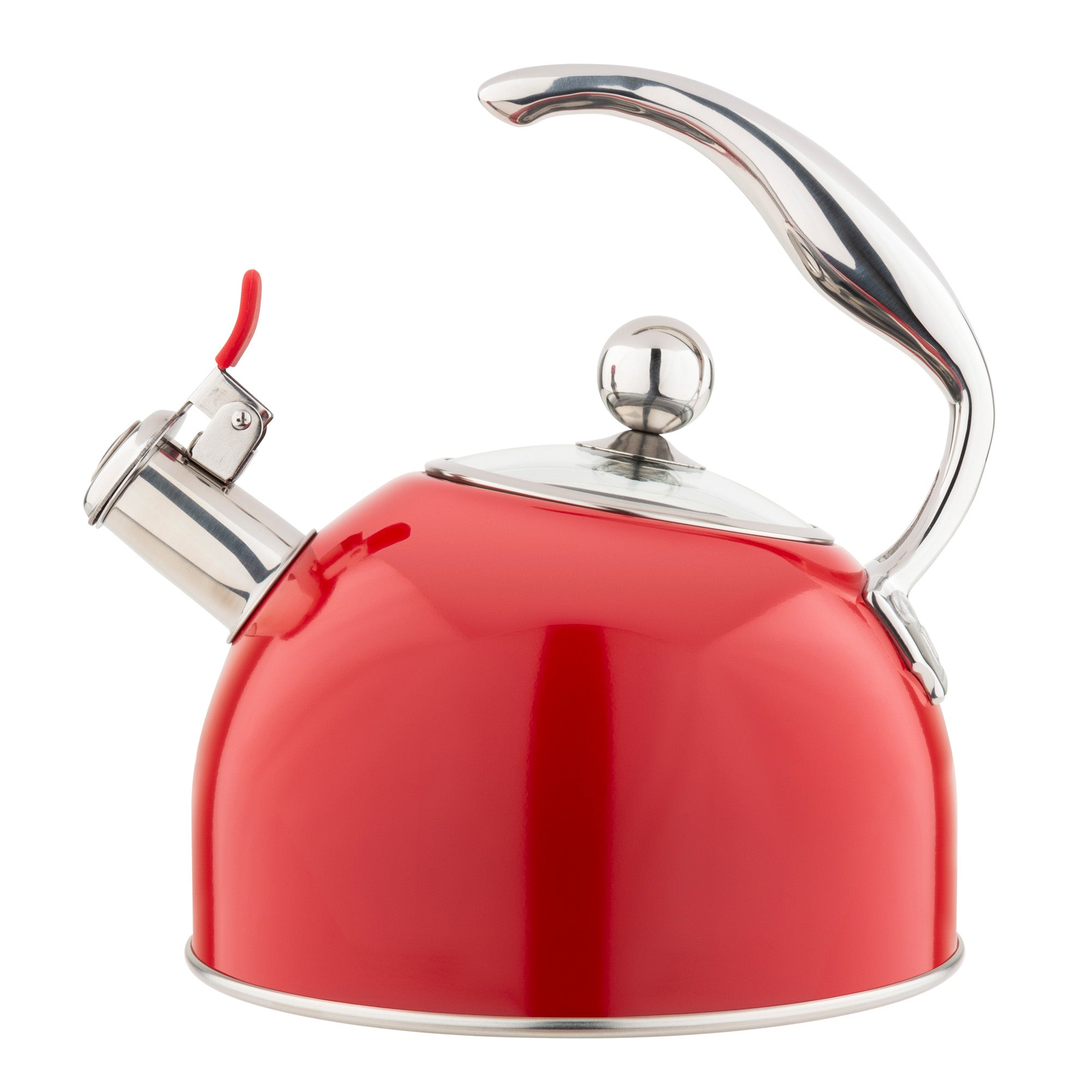 Viking Stainless Steel 2.6 Quart Whistling Tea Kettle - Red Viking Stainless Steel 2.6 Quart Whistling Tea Kettle - Red