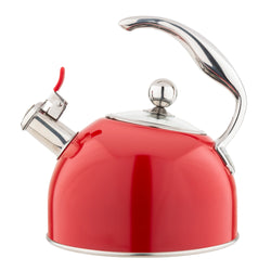 Product Image for Viking 2.6-Quart Red Stainless Steel Whistling Kettle with 3-Ply Base