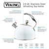 Viking 2.6-Quart White Stainless Steel Tea Kettle with 3-Ply Base
