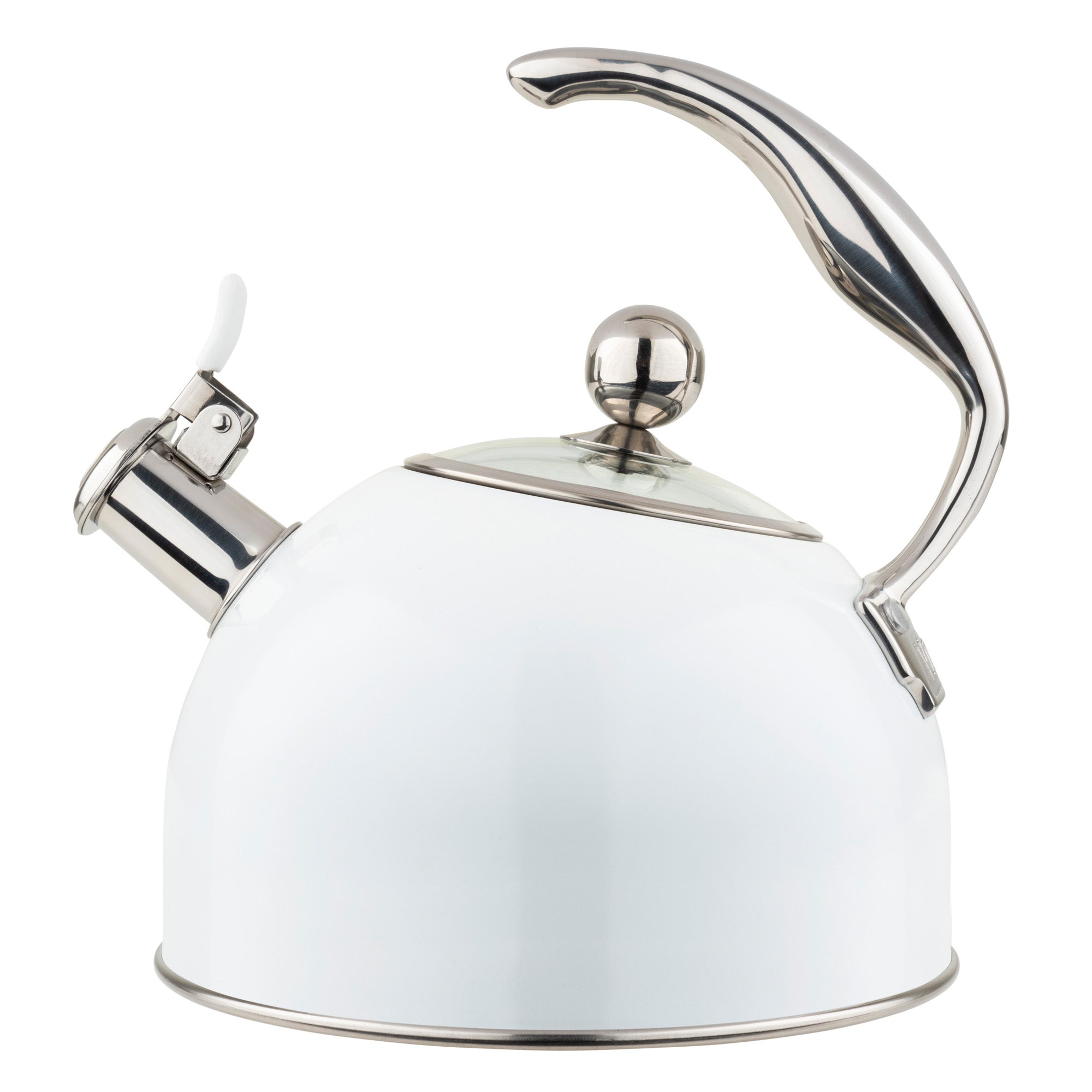 Viking 2.6-Quart White Stainless Steel Tea Kettle with 3-Ply Base