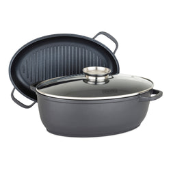 Product Image for Viking 3-In-1 8.6-Quart Die Cast Oval Roaster with Casserole/Saute Pan and Glass Basting Lid