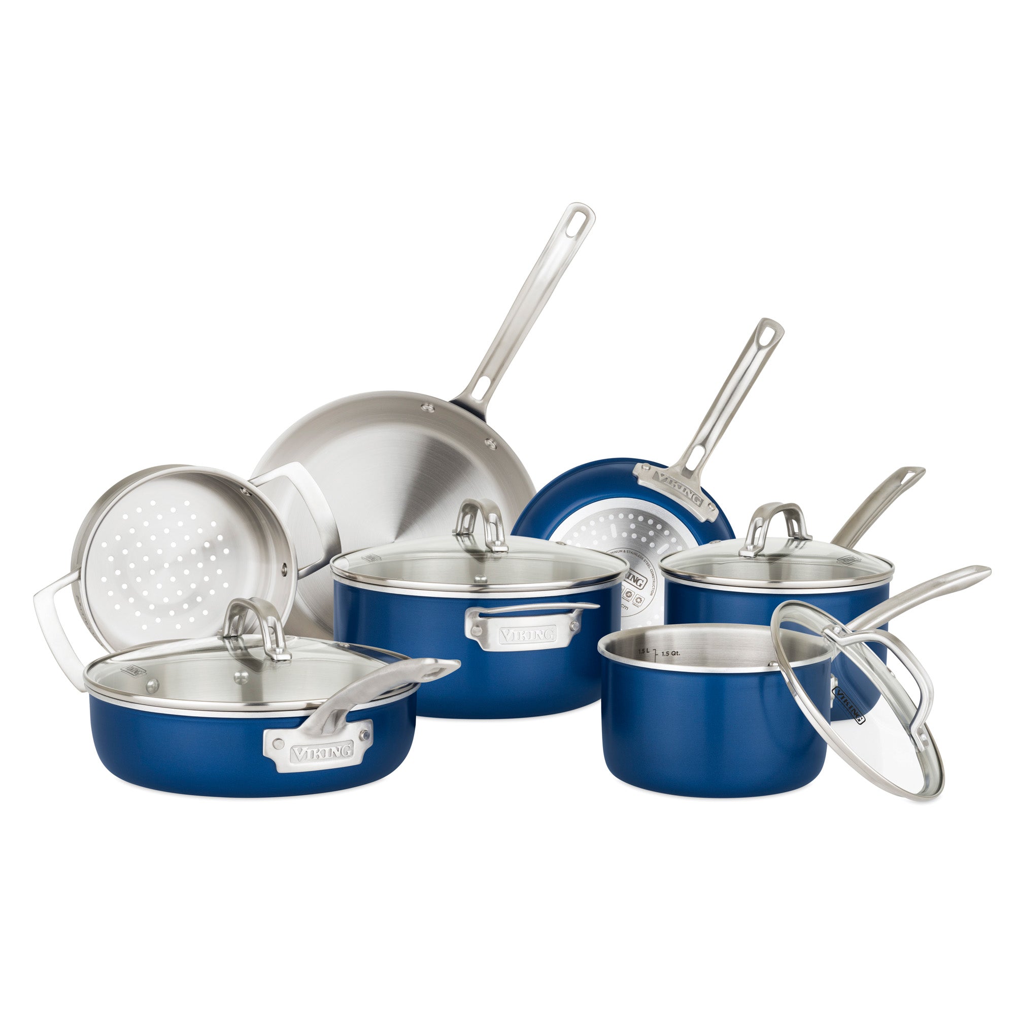 Viking Multi-Ply 2-Ply 11-Piece Blue Cookware Set with Glass Lids – Viking  Culinary Products