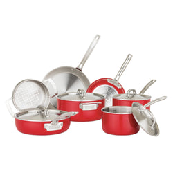 Product Image for Viking Multi-Ply 2-Ply 11-Piece Red Cookware Set with Metal Lids