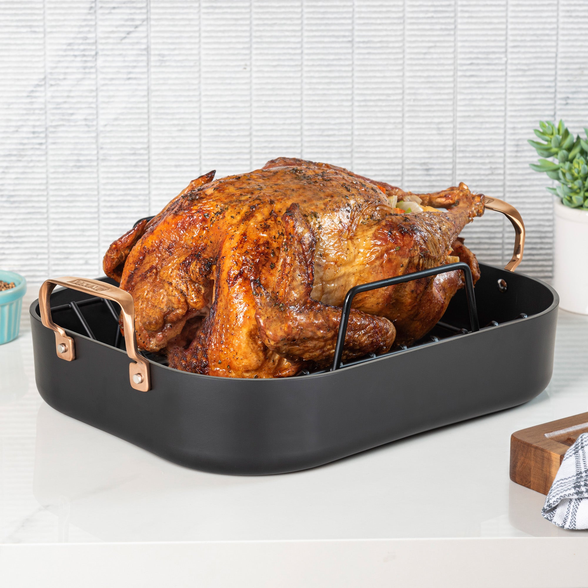 Le Creuset Stainless-Steel Roasting Pan with Nonstick Rack