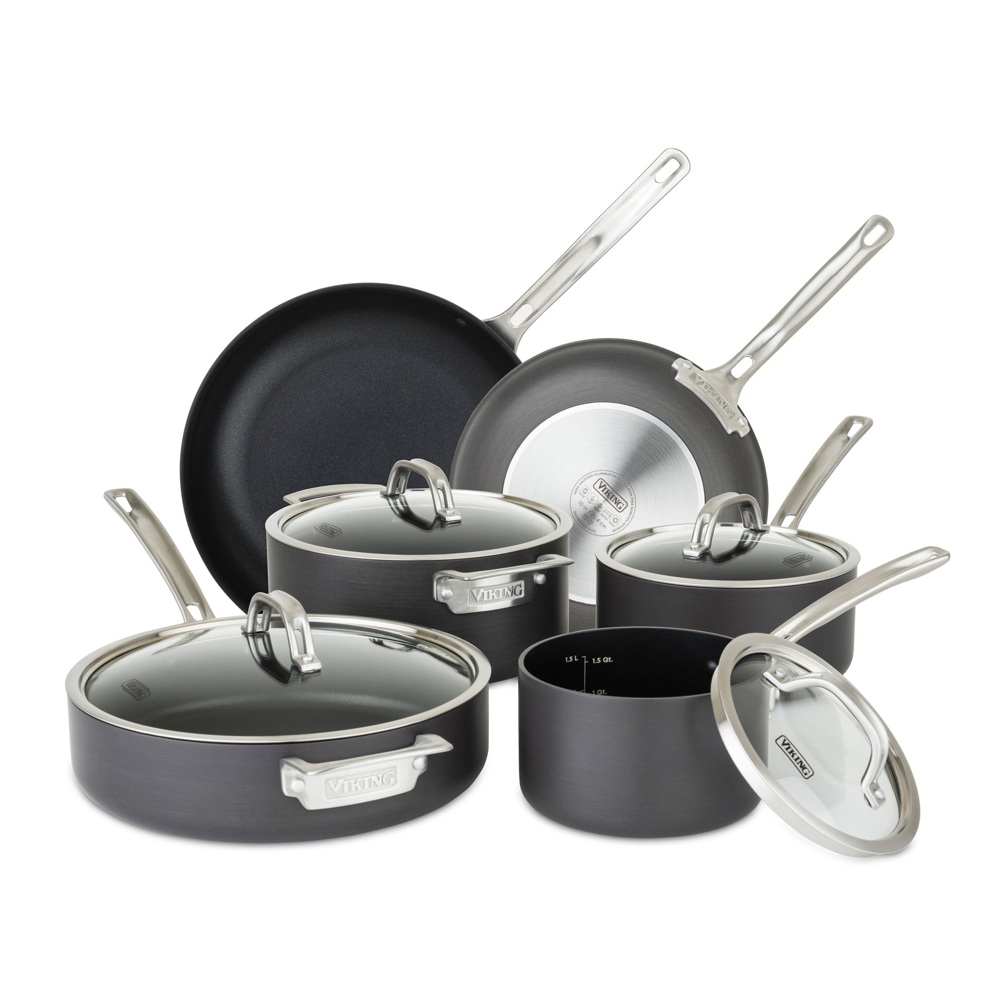 Viking Hard Anodized Nonstick 10-Piece Cookware Set with Glass Lids
