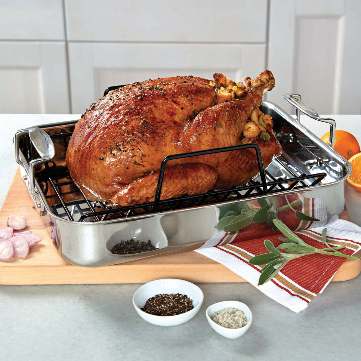 Fish Roaster Rack Viking 3-Ply Stainless Steel Roaster with Rack