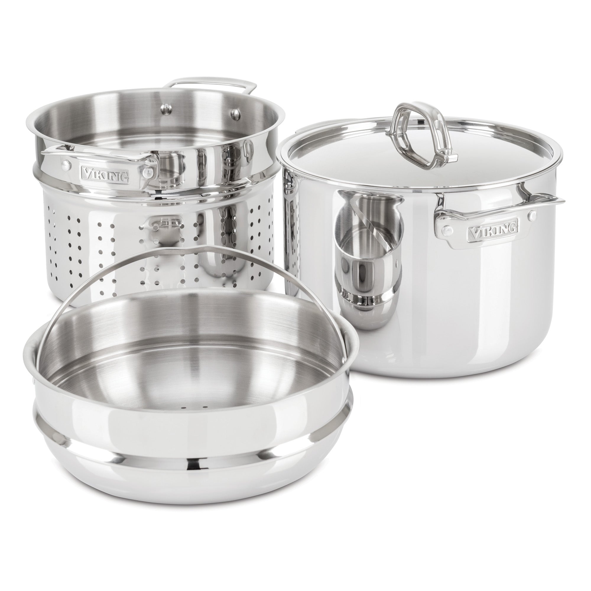 Viking 3-Ply Stainless Steel 8 Qt Multipot 4-Piece Set with Metal Lid