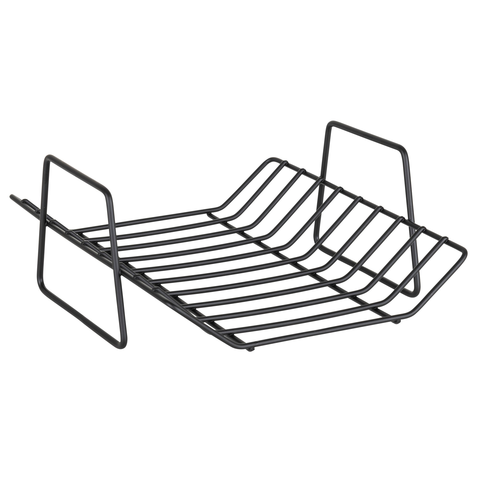 The Viking 3-Ply Stainless Steel Roaster with Rack and Bonus Carving Set by Viking Culinary Products features a sturdy rack with angled sides and open grid design, ideal for cooling baked goods or roasting above a pan.