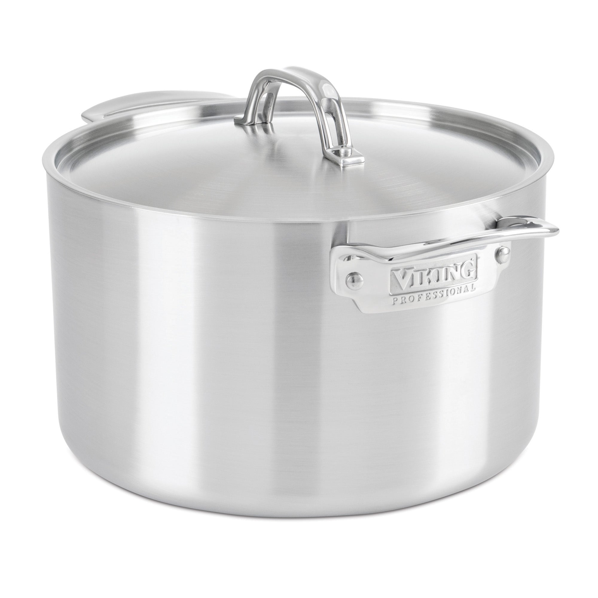 The Viking Professional 5-Ply 7-piece Cookware Set from Viking Culinary Products features Stay-Cool Handles, matching lids, dishwasher safe design, and the Viking Professional logo embossed on the handleâ€”perfect for any kitchen.
