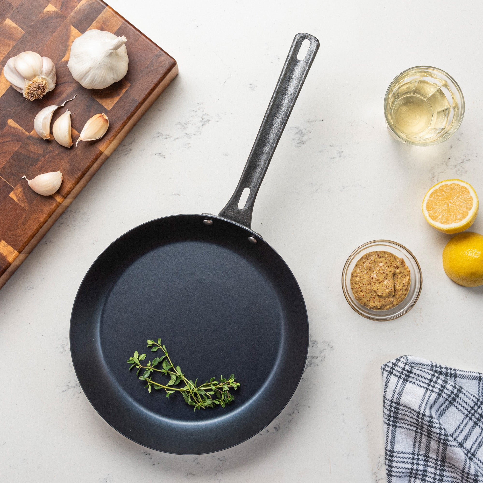 Hand Forged Carbon Steel 10 Inch Shallow Fry Pan, Cookware 