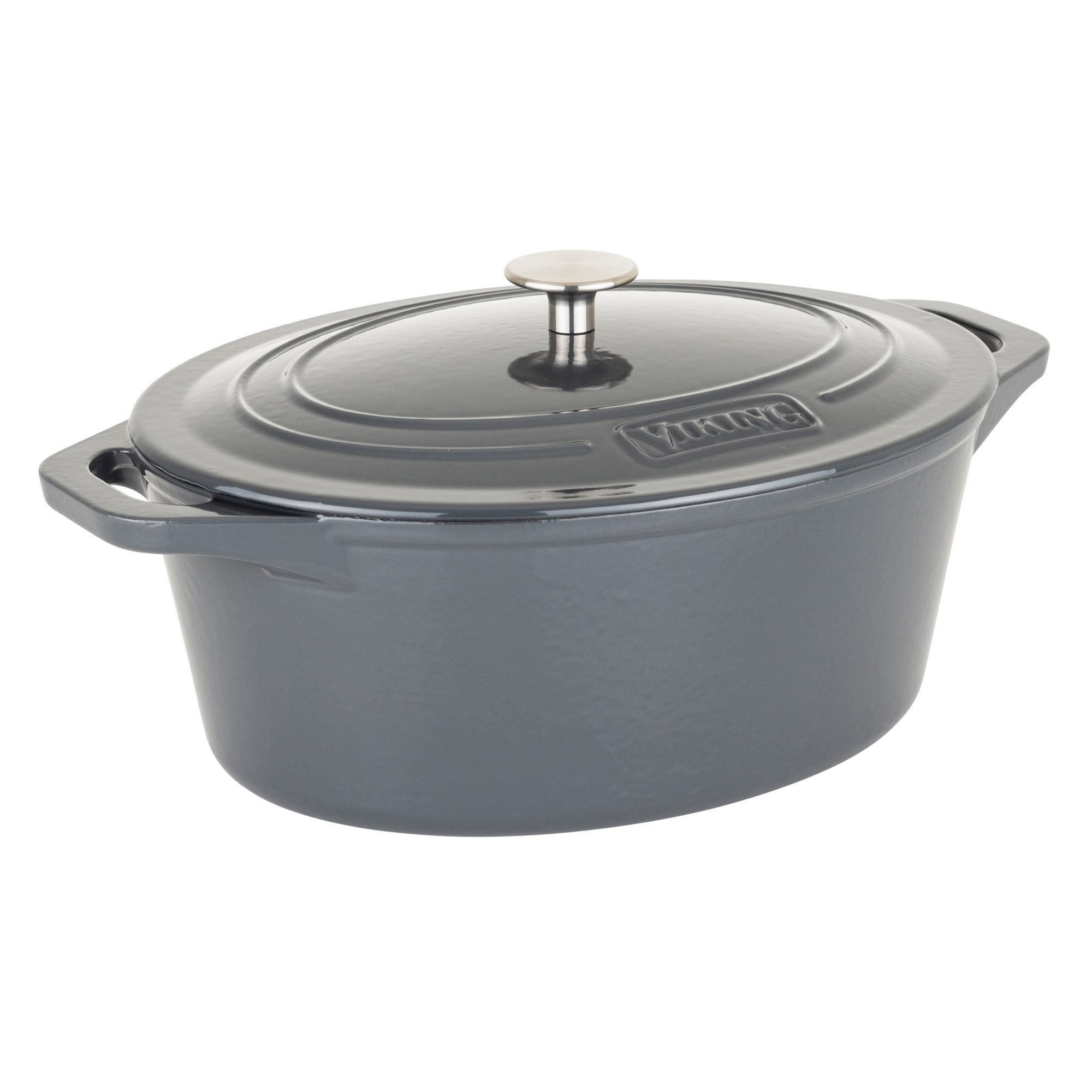 Viking Cast Iron 7-Quart Oval Roaster-Gray