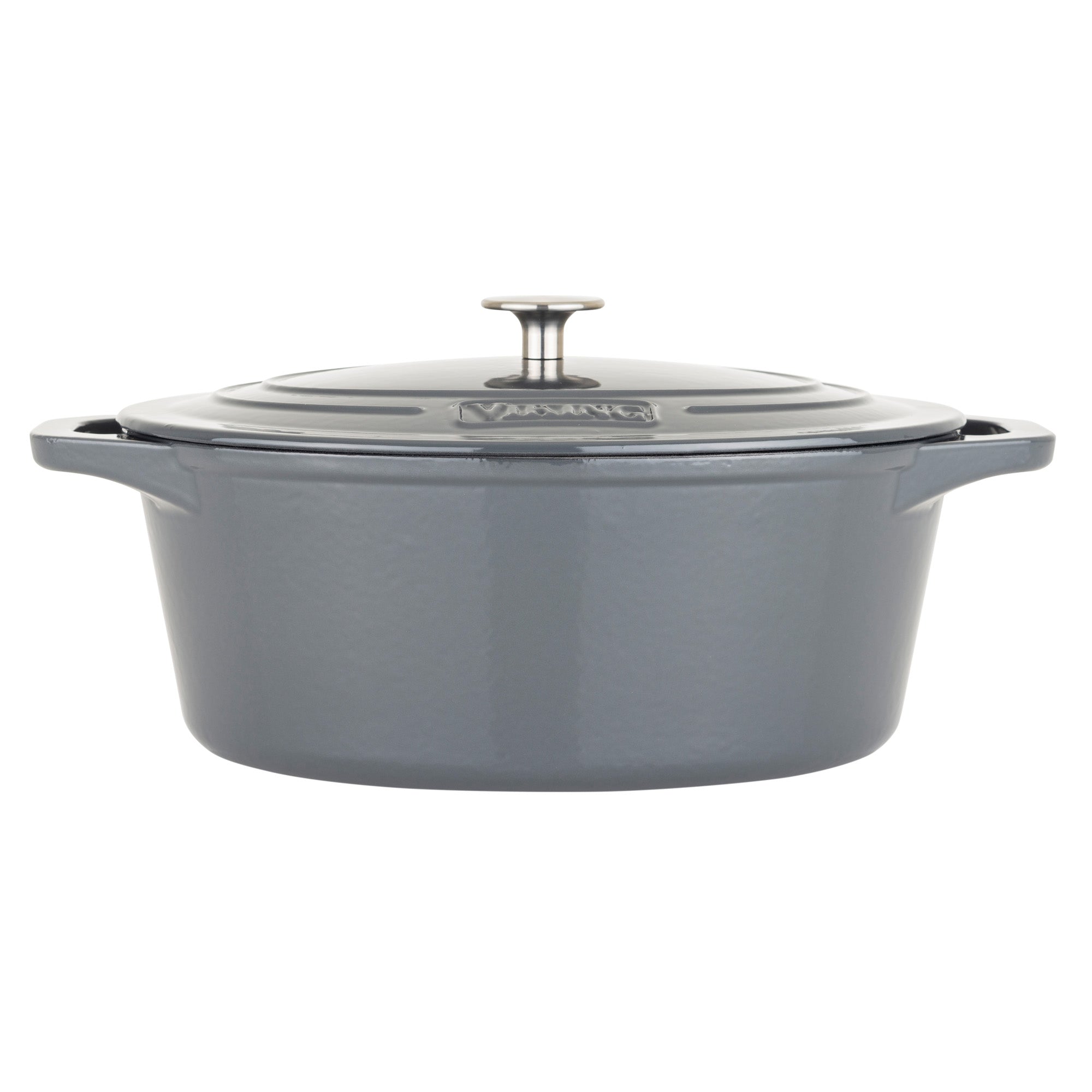 Viking Cast Iron 7-Quart Oval Roaster-Gray