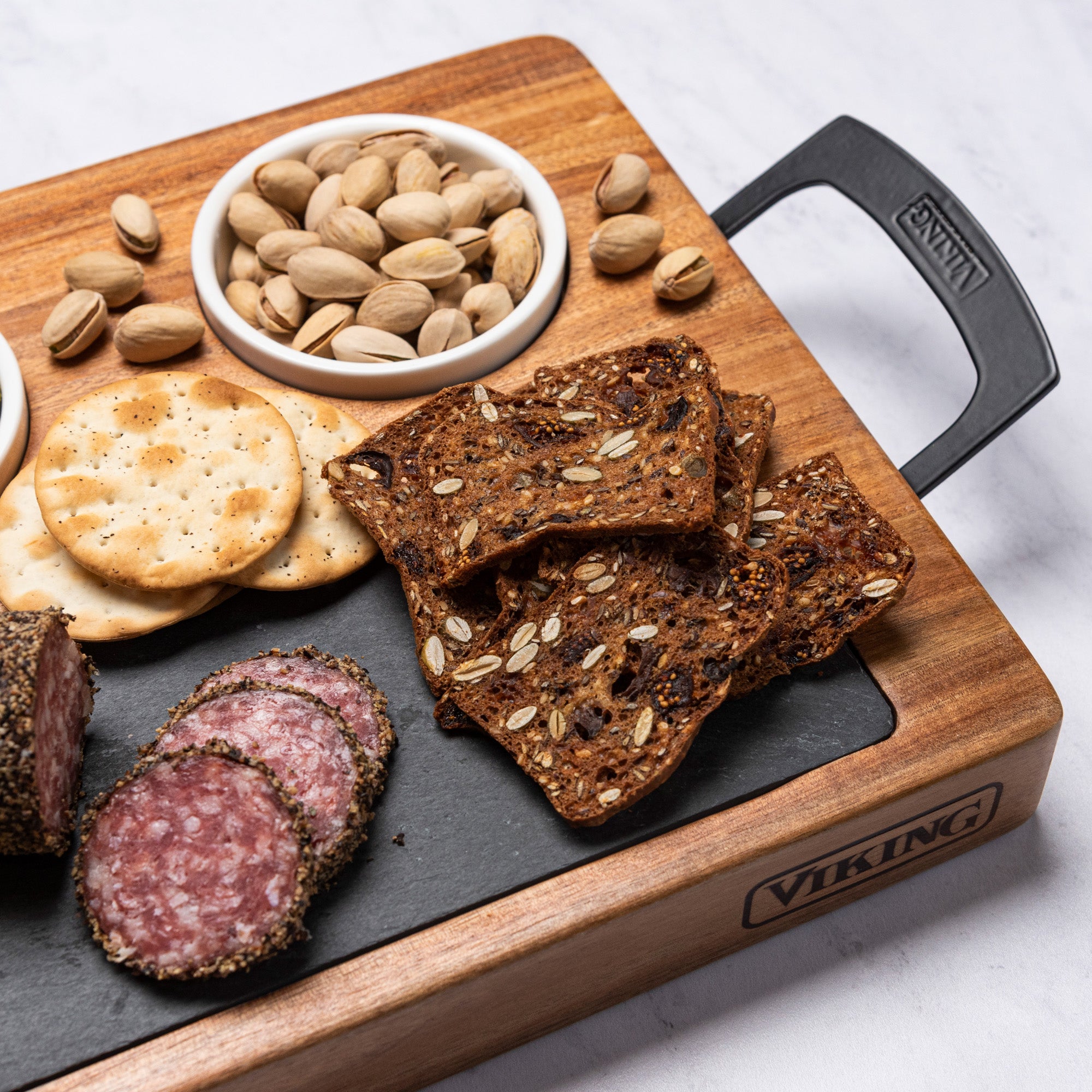 Viking 7-Piece Acacia Wood Slate Cheese Board Set