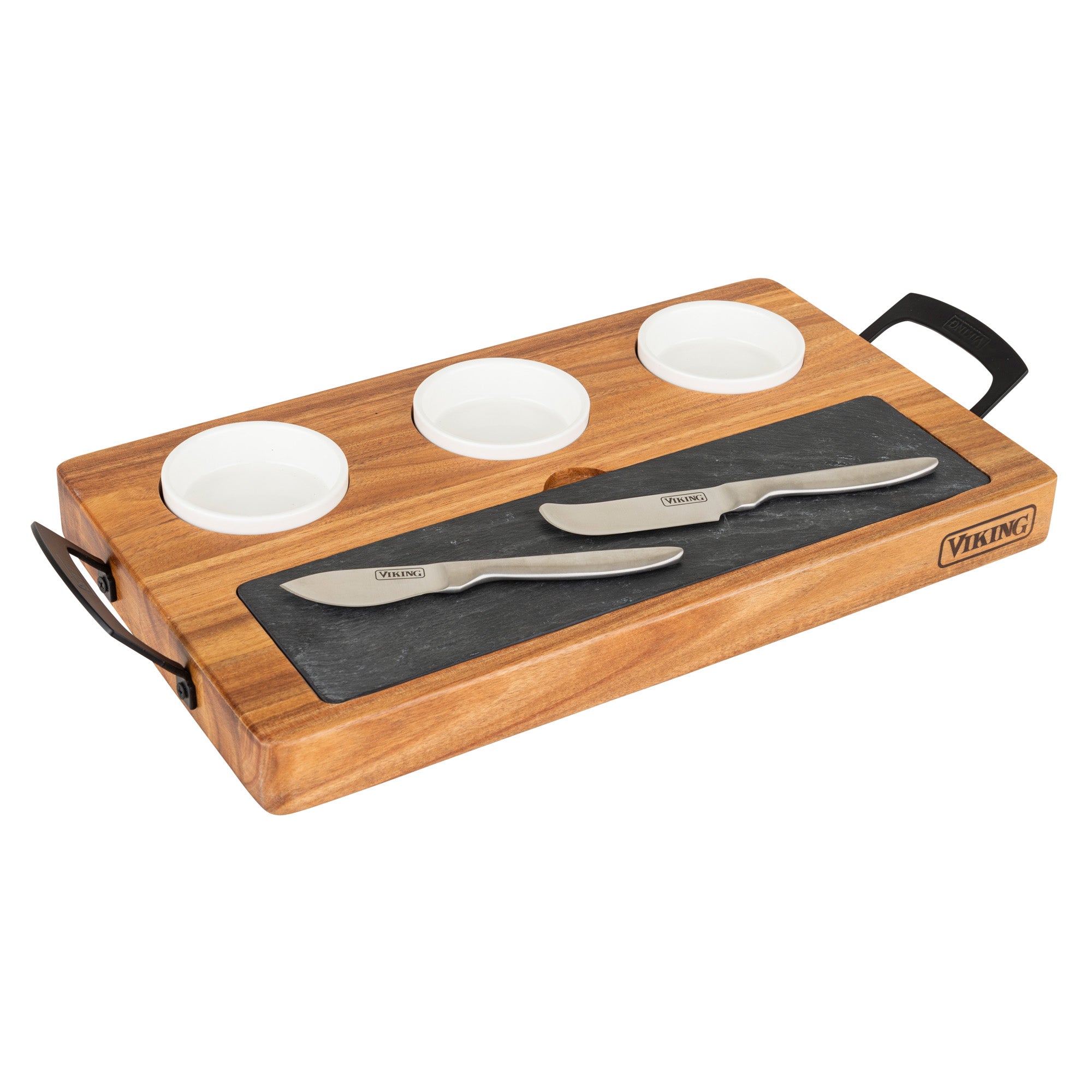 Viking 7-Piece Acacia Wood Slate Cheese Board Set