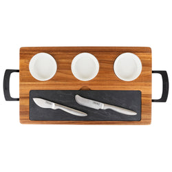 Product Image for Viking 7-Piece Acacia Wood Slate Cheese Board Set